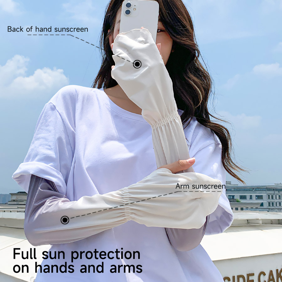 Garden Gloves - ドライビングフィンガーレスサンスリーブ 調節可能なアームスリーブ 手袋付き UV保護 冷却アームカバー 女性用