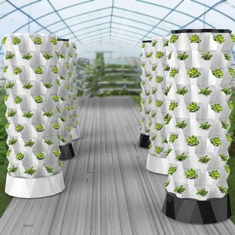 Vertical Planter - 垂直型水耕栽培タワー、パイナップル型のエアロポニックスプランター、温室用の積み重ね可能な土を使わない栽培システム。
