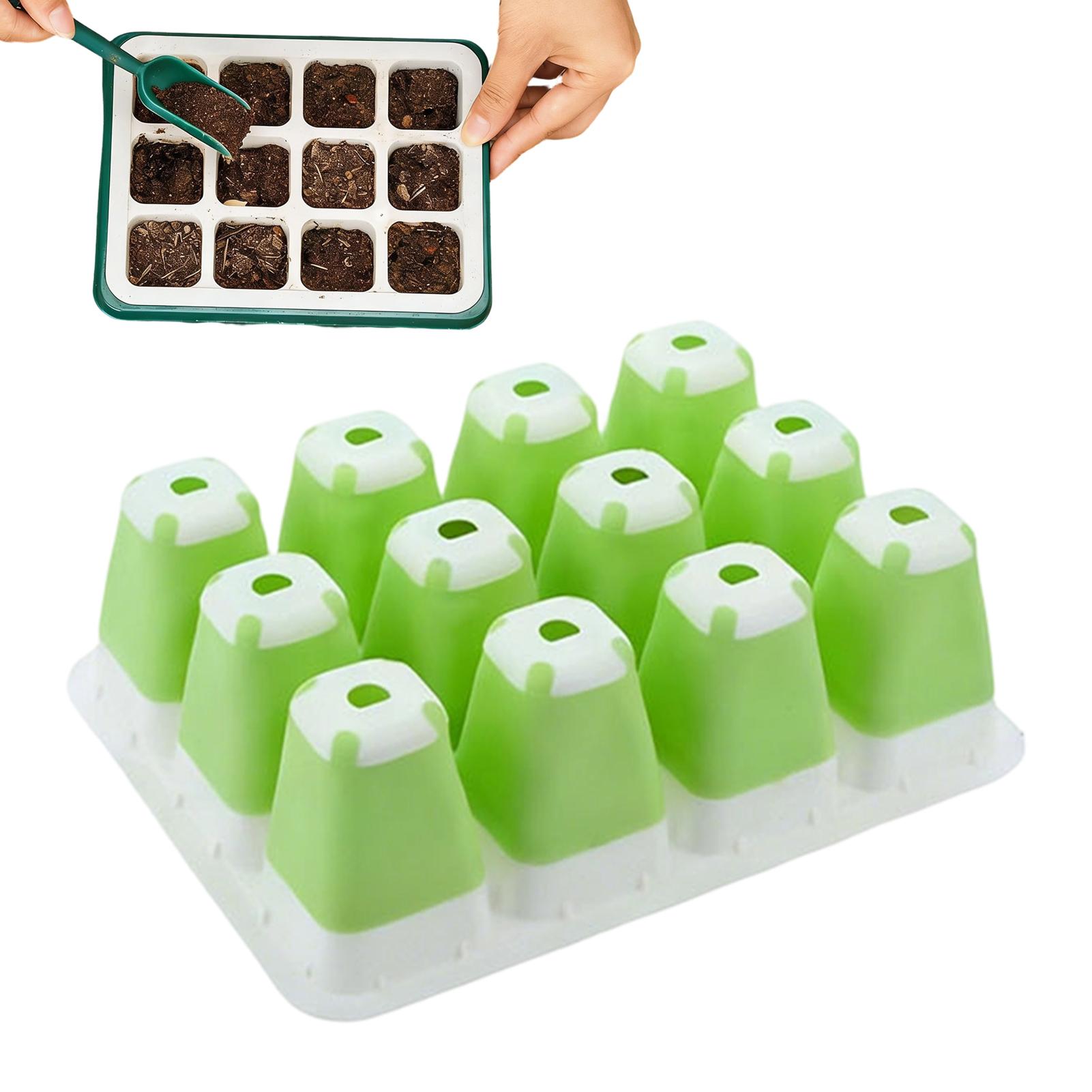 Seed Starter Tray - 苗スタータートレイ 種子スターターキット 12セル シリコン製 再利用可能な発芽トレイ 庭