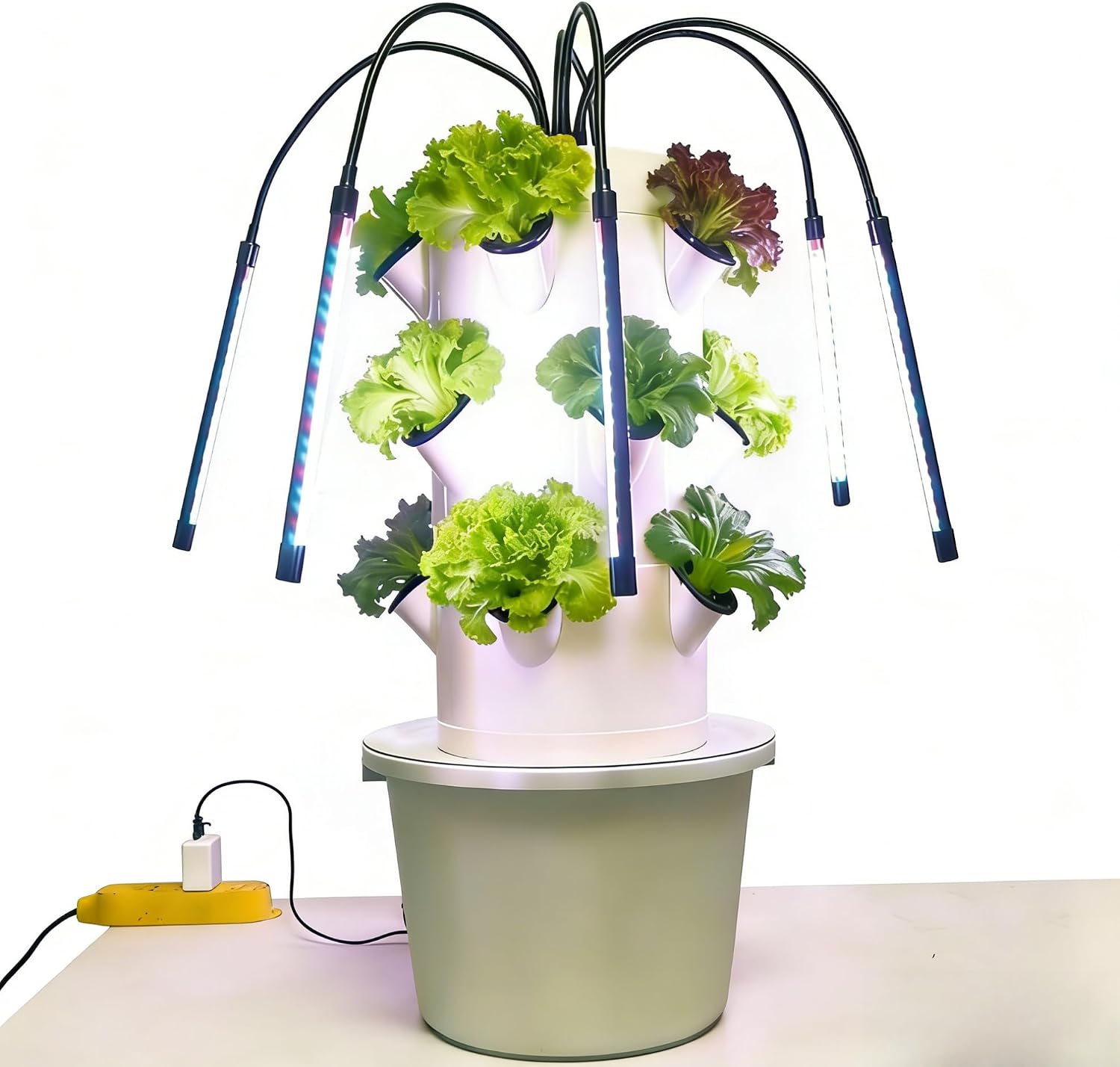 Indoor Herb Garden - 垂直型水耕栽培システム 3層15穴 室内ガーデンキット キッチンハーブ＆野菜用LEDライト6個付き