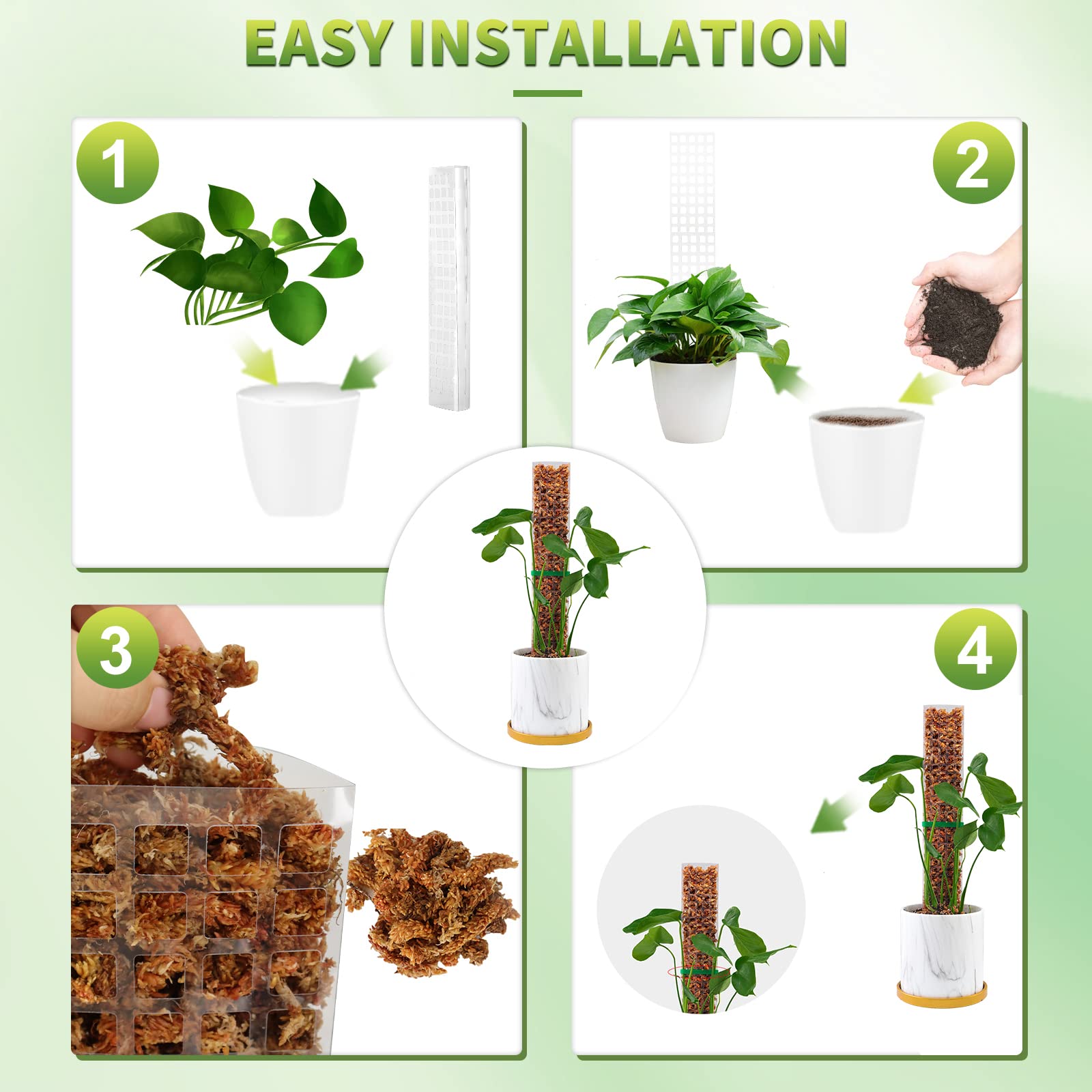 苔ポール植物植物サポートプラスチック透明再利用可能な屋内鉢植 - Indoor Herb Garden のレビューと価格