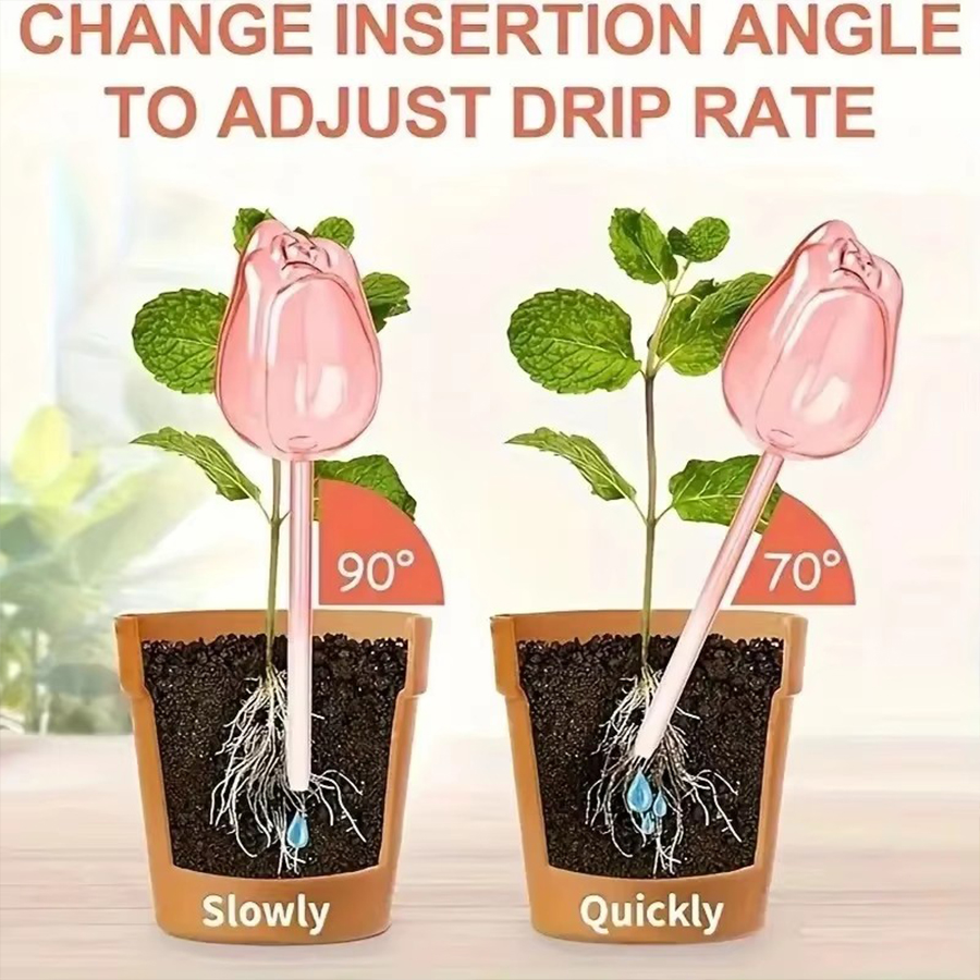 透明な厚手のPET製チューリップ型自動給水スパイク、室内鉢植 - Indoor Herb Garden のレビューと価格