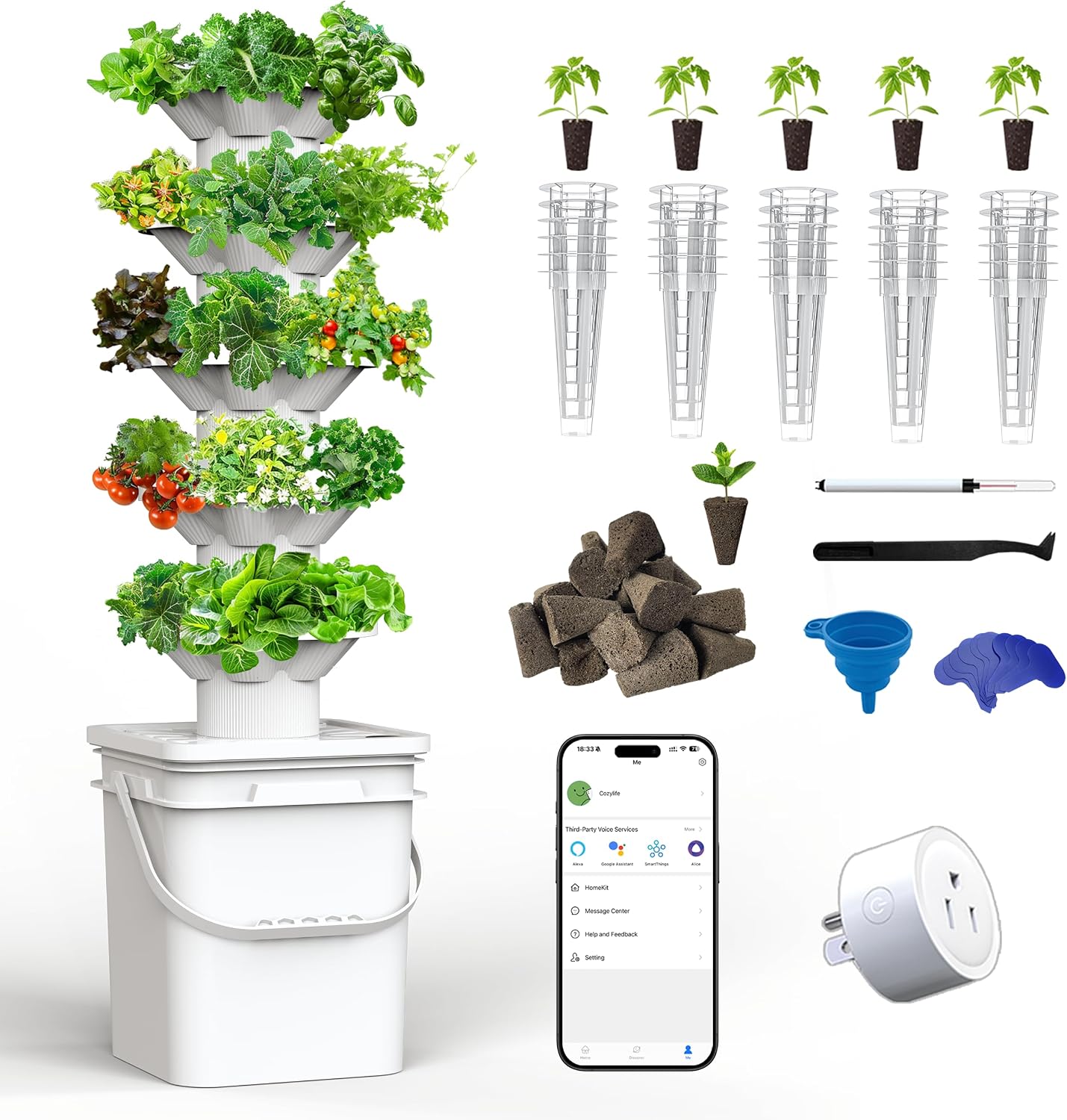 水耕栽培システムキット 5層水耕タワー 30個の植え付け穴  - Hydroponic Kit のレビューと価格